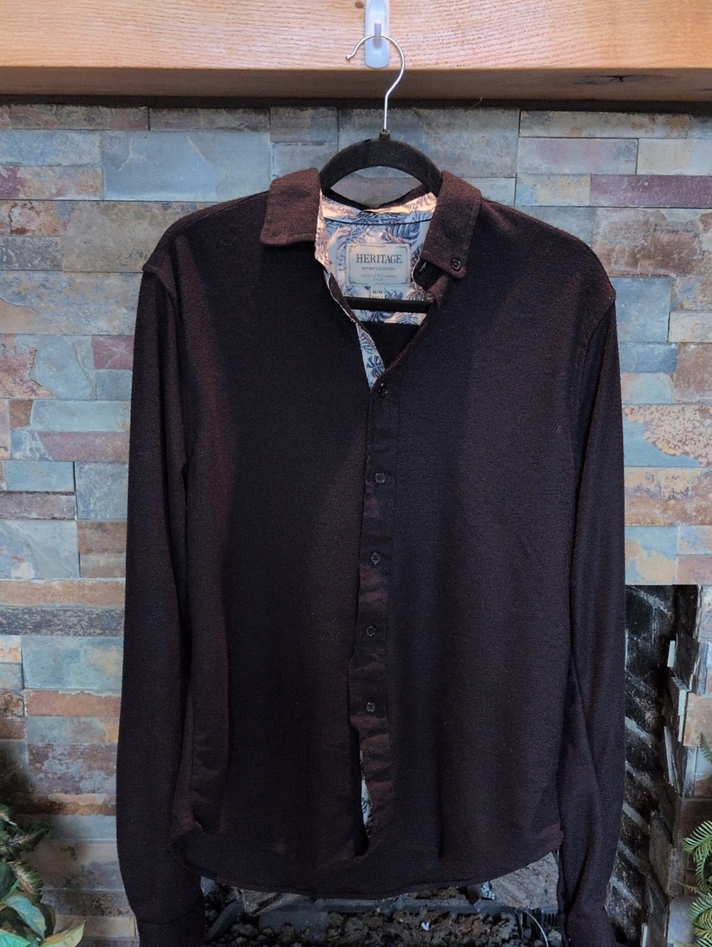 Heritage Men’s Long-Sleeve Button-Down Shirt - Dark Brown